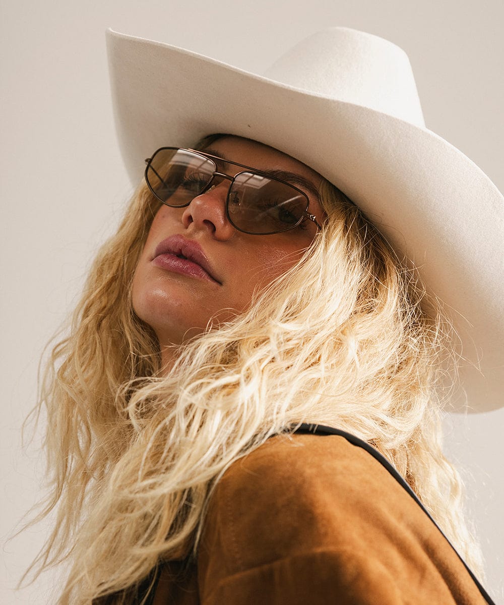 GIGI PIP Sienna Aviator Sunglasses with brown frames and tinted lenses, stylish eyewear for sun protection and fashion.
