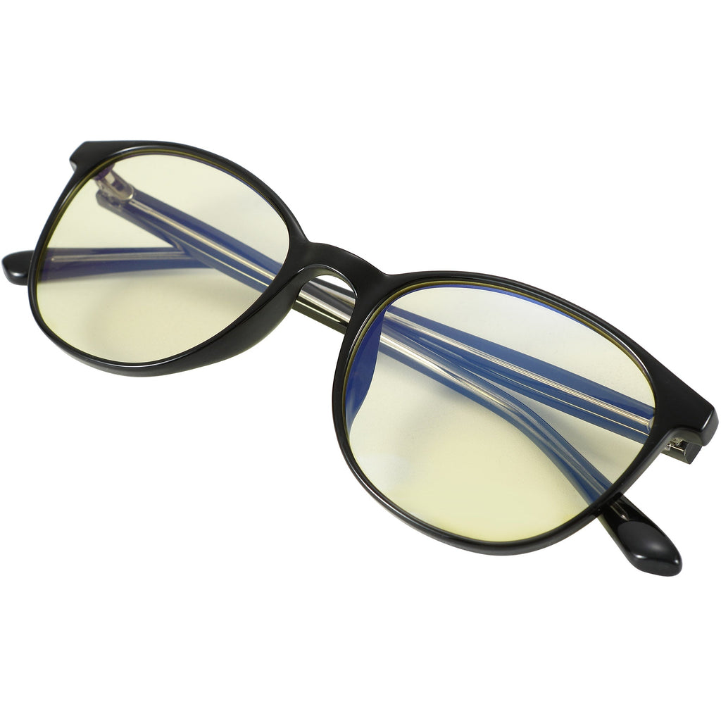 Blue Light Blocking Glasses for kids by Sleep ZM, black frame, featuring clear lenses and a stylish design.