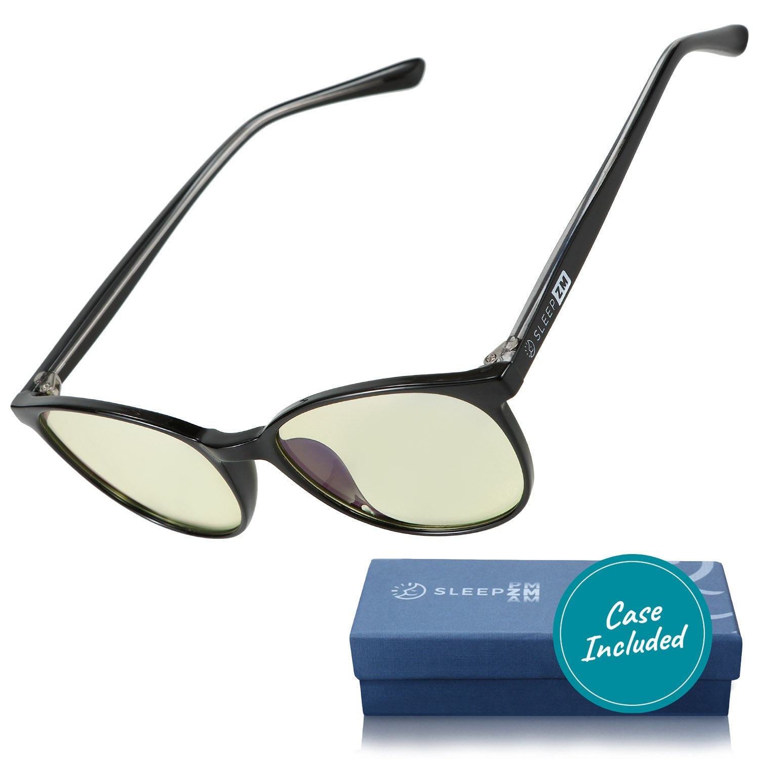 Blue Light Glasses for kids by Sleep ZM, Taylor Kids model in black with yellow accents, designed to block blue light from screens.