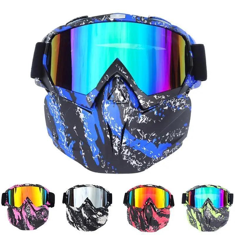 Stevvex unisex windproof outdoor sunglasses with detachable mask, designed for snowboarding, skiing, and outdoor activities.