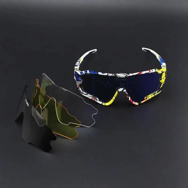Unisex Stevvex cycling sunglasses with sporty design, aerodynamic frame, and tinted lenses for outdoor cycling activities.