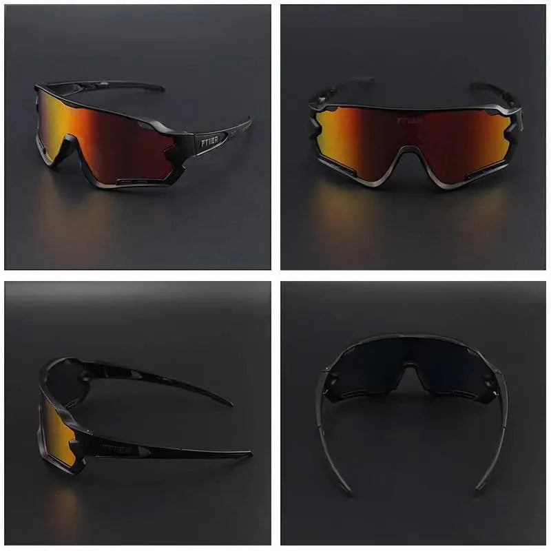 Unisex Stevvex sport cycling sunglasses with sleek black frames and tinted lenses, ideal for outdoor cycling activities.