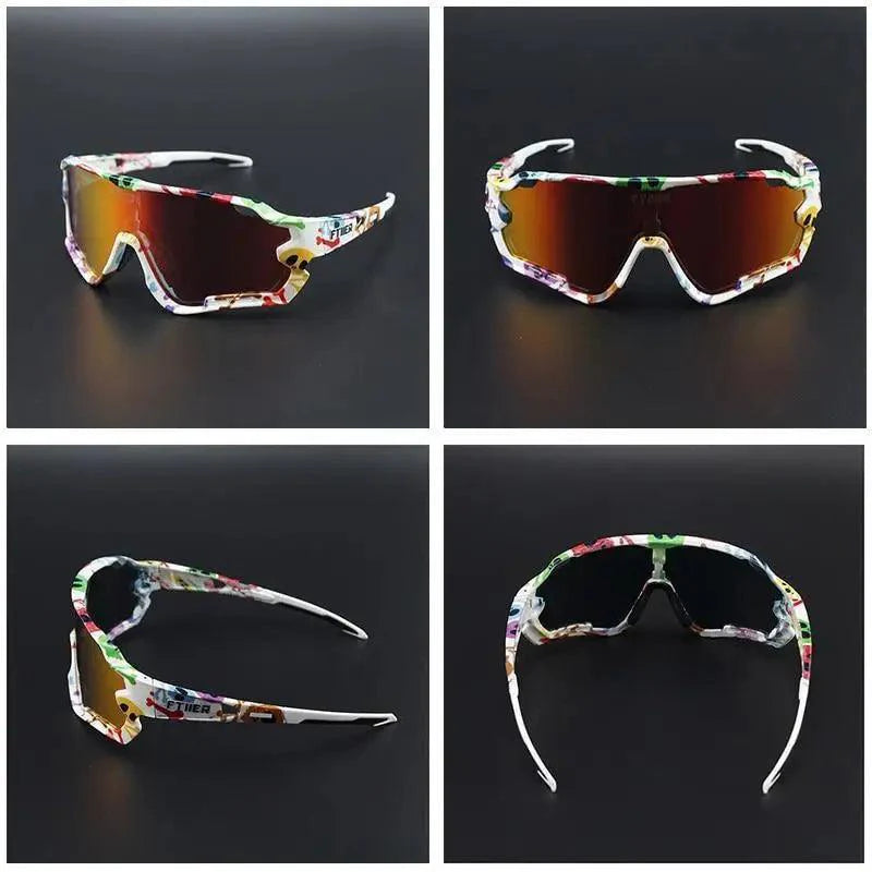 Unisex Stevvex cycling sunglasses with sporty design, black frame and tinted lenses, ideal for outdoor cycling activities.