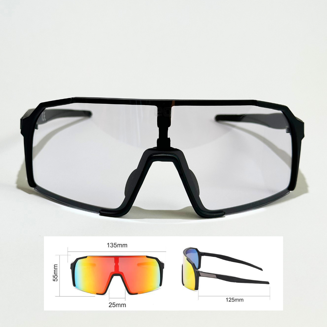 Small Uno Mas photochromic sunglasses by Eastern Outer with black frames and adjustable temples, suitable for youth.
