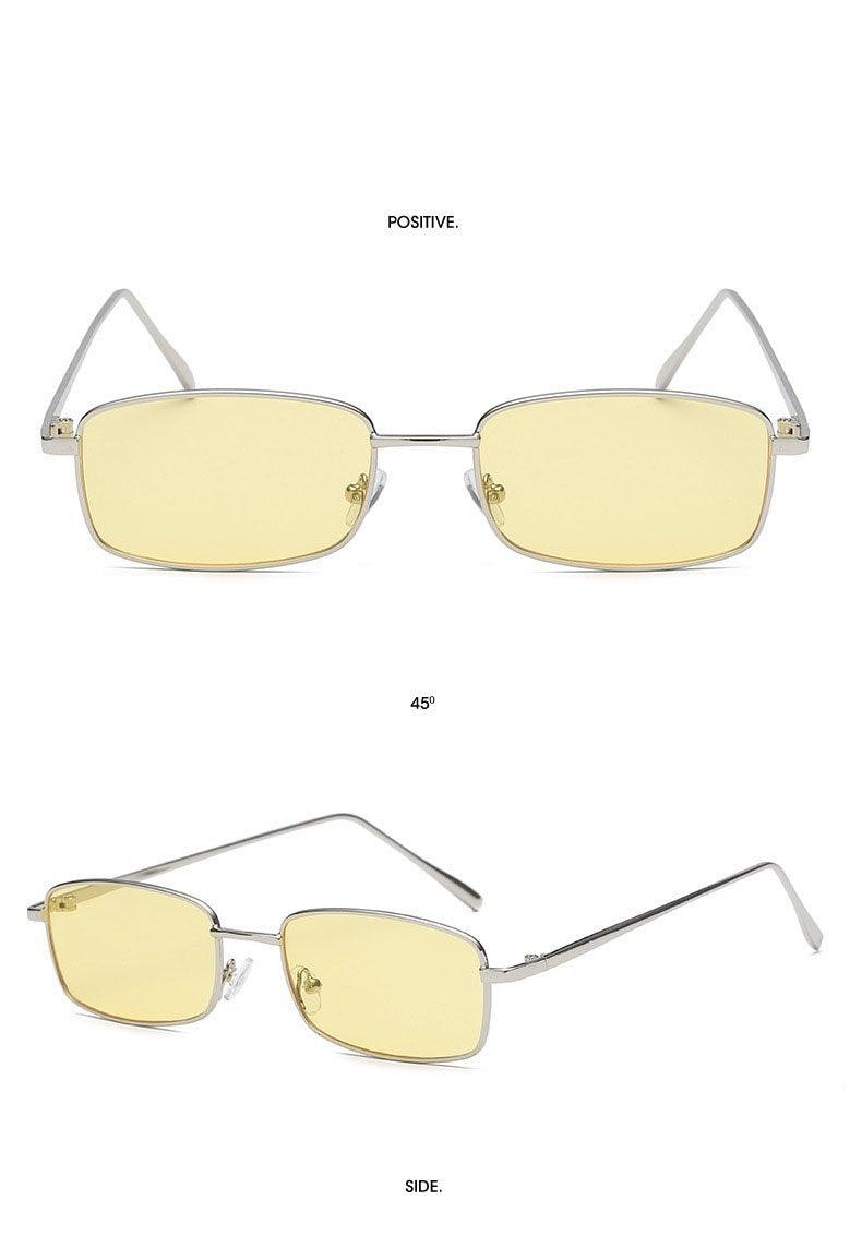 Stevvex vintage slender square sunglasses with small metal frames, classic design, and high-quality construction for men.