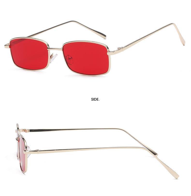 Vintage Stevvex Slender Square Sunglasses with small metal frame, classic design, ideal for men, high-quality vintage eyewear.