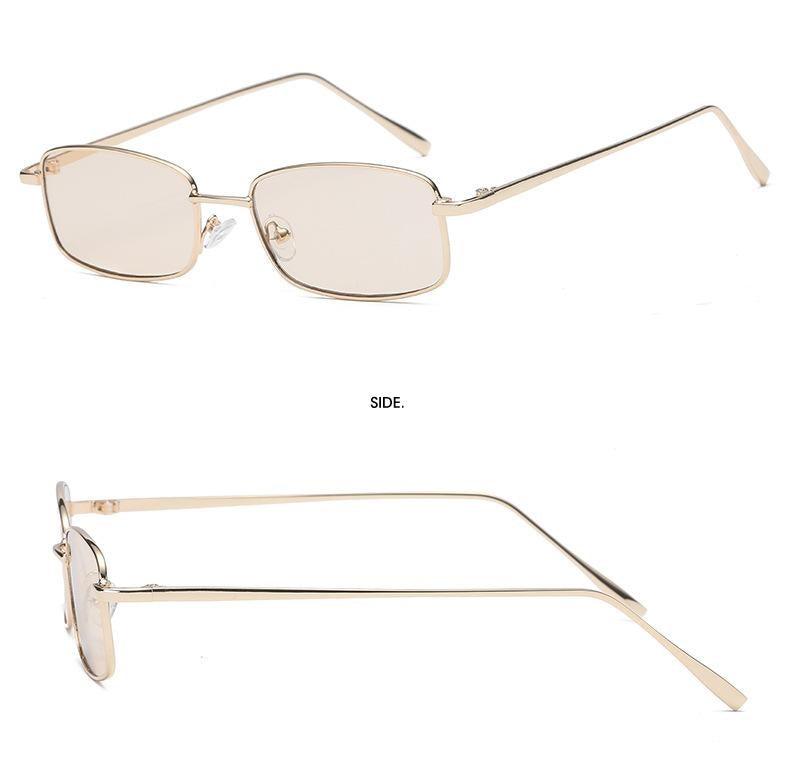 Stevvex vintage slender square sunglasses with a small frame, high-quality metal construction, classic style for men.
