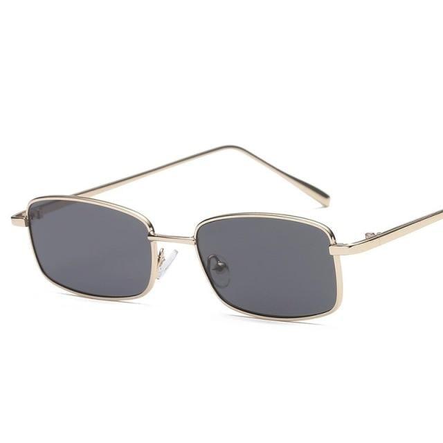 Vintage Slender Square Sunglasses by Stevvex with small metal frame and classic design, perfect for men's stylish eye protection.