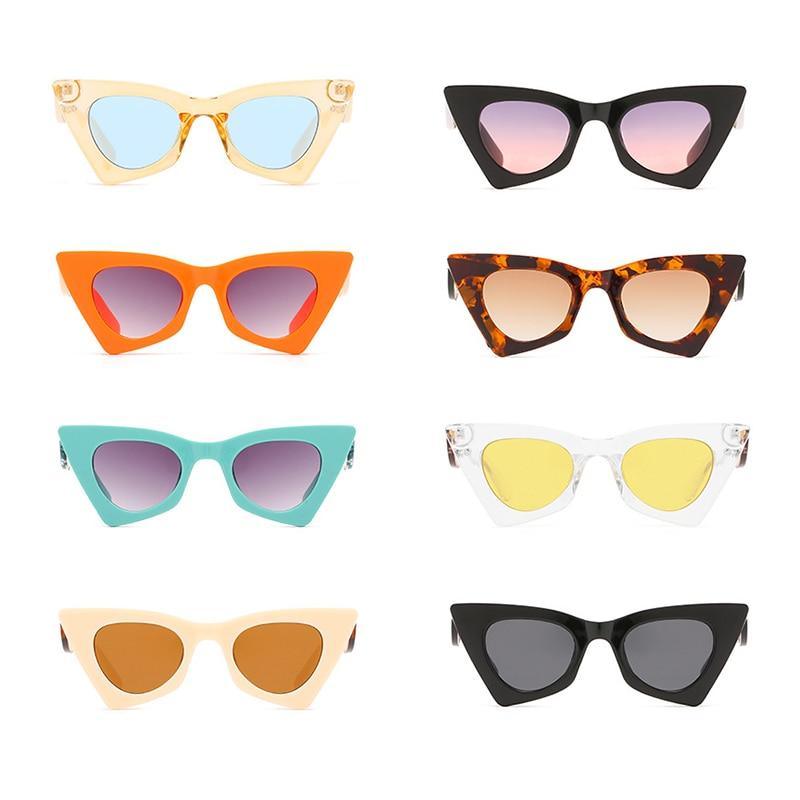 Women's vintage retro cat eye sunglasses by Stevvex, stylish square frame with a classic, trendy design for fashionable streetwear.