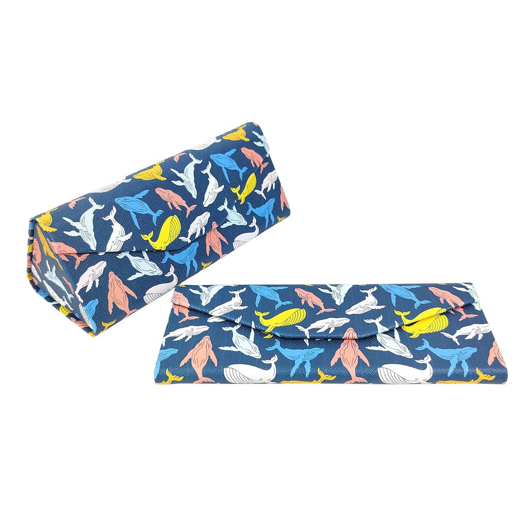 Whale Print Vegan Leather Glasses Case