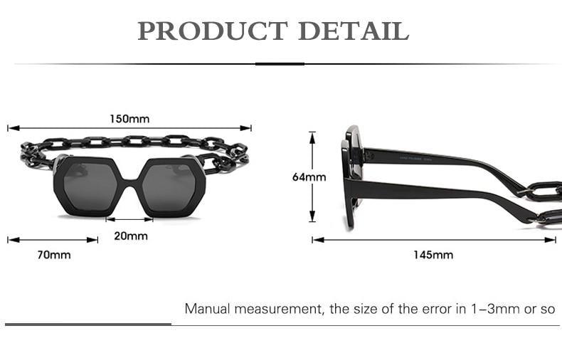 Stevvex Oversized Square Sunglasses – UV400 with Eyeglass Chain