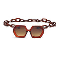 Stevvex Oversized Square Sunglasses – UV400 with Eyeglass Chain