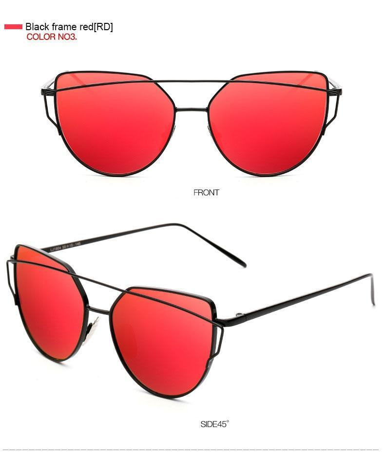 Stevvex Cat Eye Mirror Sunglasses – UV400 Women’s Metal Frame