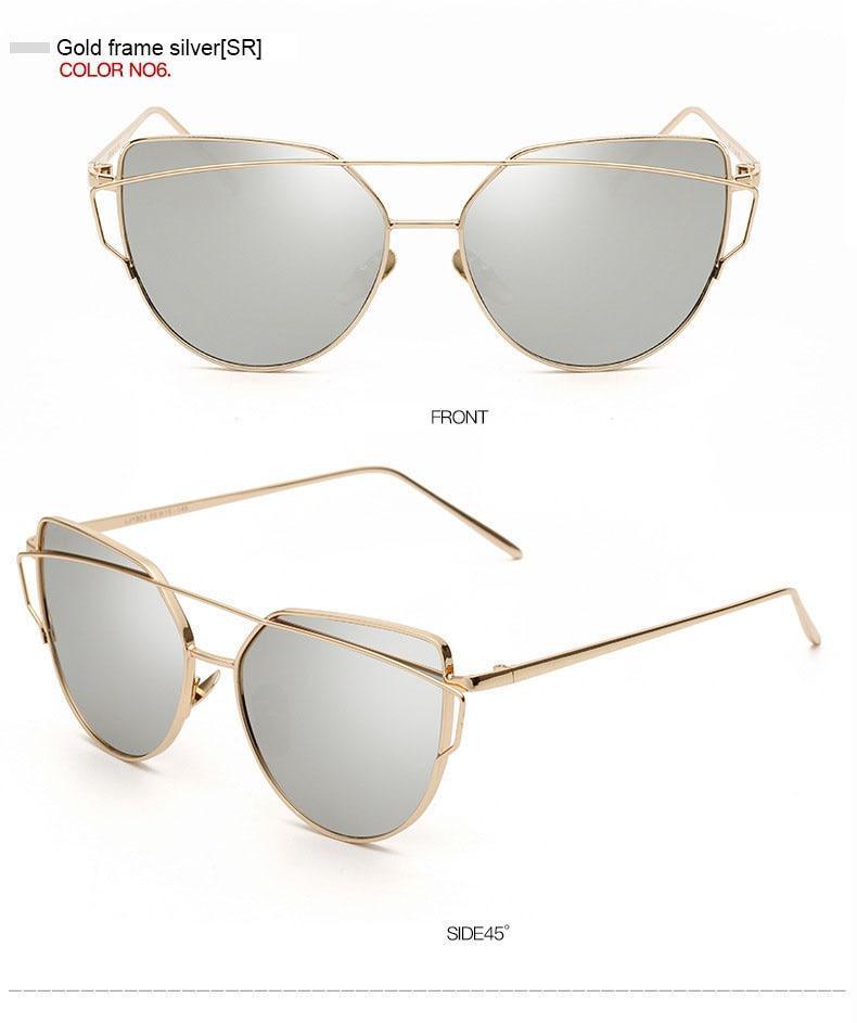 Stevvex Cat Eye Mirror Sunglasses – UV400 Women’s Metal Frame