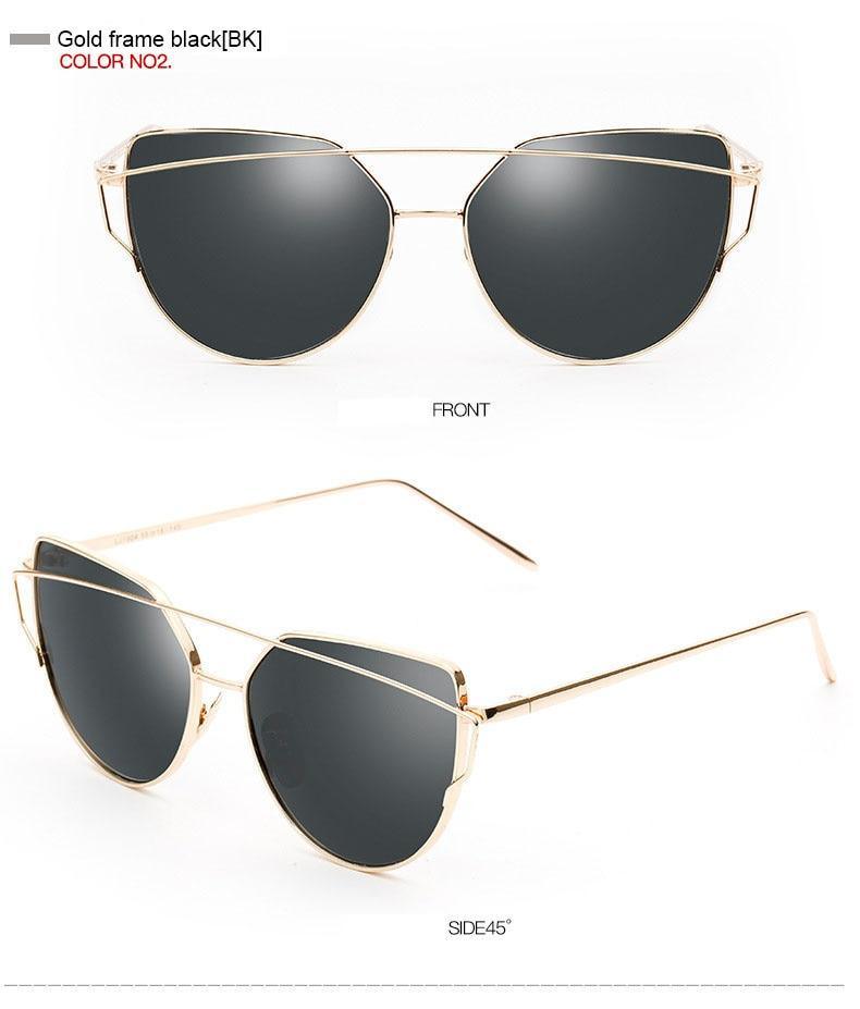 Stevvex Cat Eye Mirror Sunglasses – UV400 Women’s Metal Frame