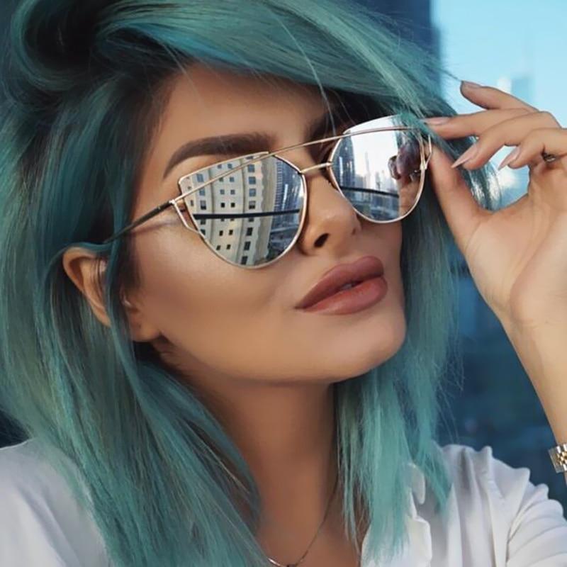 Stevvex Cat Eye Mirror Sunglasses – UV400 Women’s Metal Frame