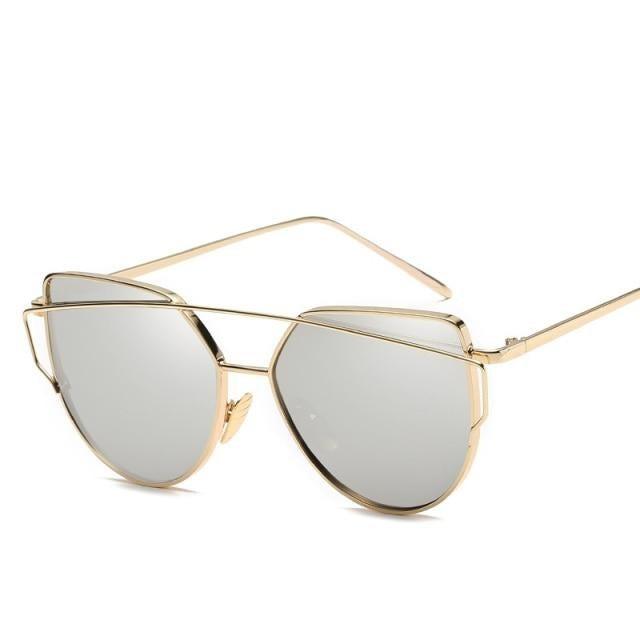 Stevvex Cat Eye Mirror Sunglasses – UV400 Women’s Metal Frame