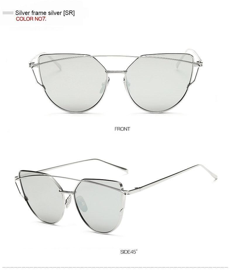 Stevvex Cat Eye Mirror Sunglasses – UV400 Women’s Metal Frame