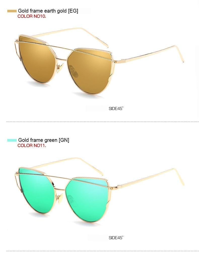 Stevvex Cat Eye Mirror Sunglasses – UV400 Women’s Metal Frame