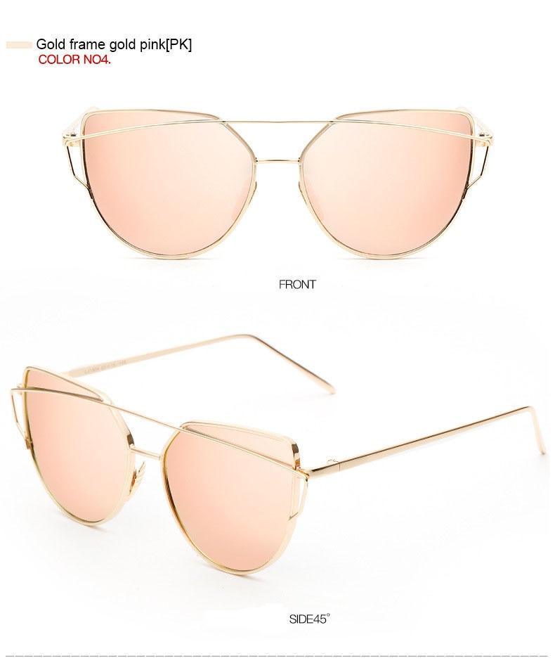 Stevvex Cat Eye Mirror Sunglasses – UV400 Women’s Metal Frame