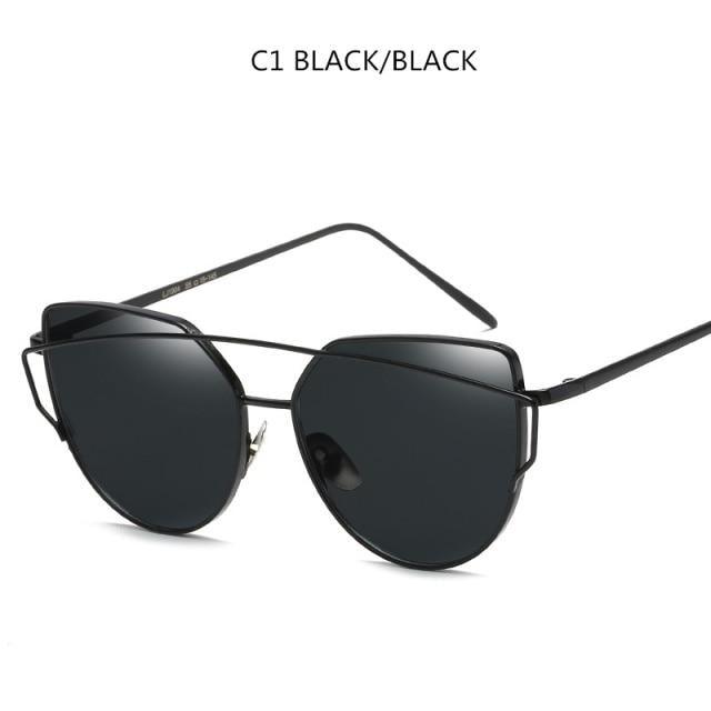 Stevvex Cat Eye Mirror Sunglasses – UV400 Women’s Metal Frame