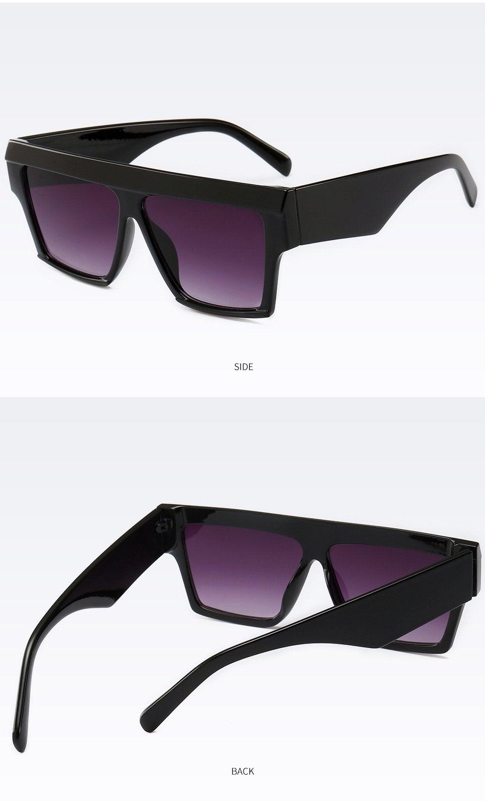 Stevvex Oversized Flat Top Square Sunglasses – Retro 80s UV400
