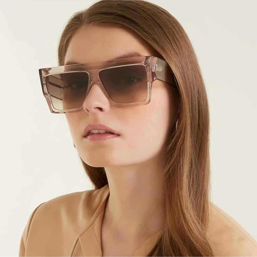Stevvex Oversized Flat Top Square Sunglasses – Retro 80s UV400