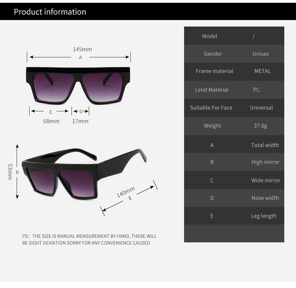 Stevvex Oversized Flat Top Square Sunglasses – Retro 80s UV400