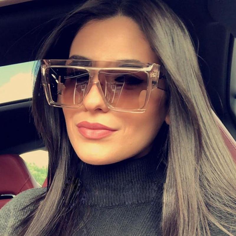 Stevvex Oversized Flat Top Square Sunglasses – Retro 80s UV400