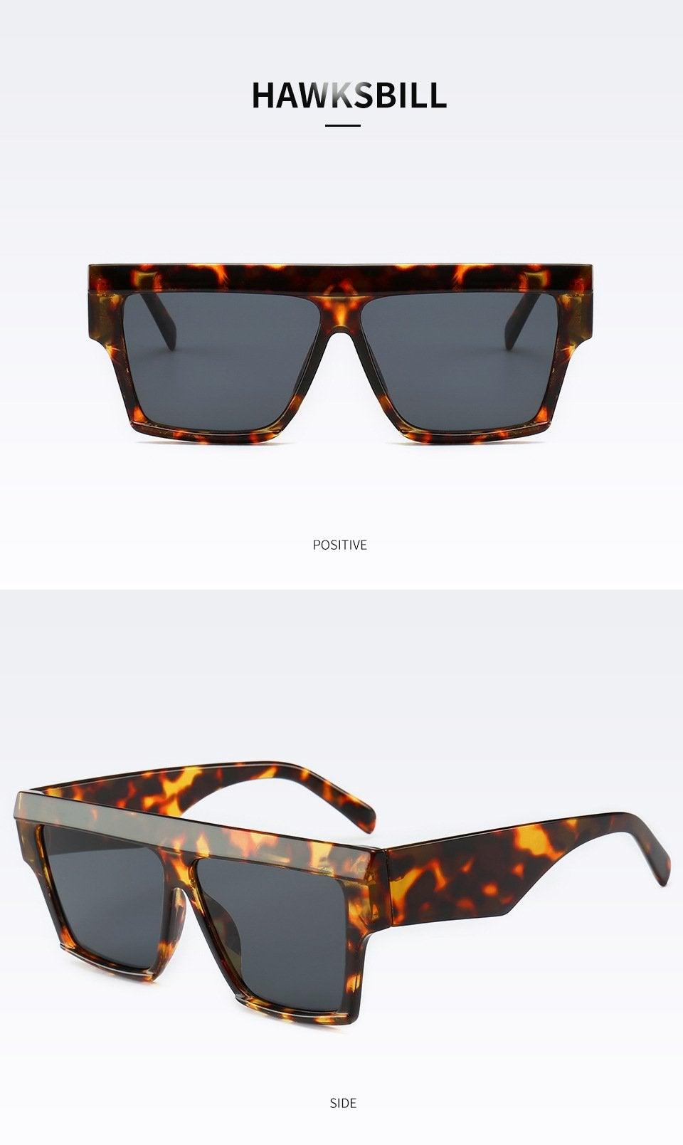Stevvex Oversized Flat Top Square Sunglasses – Retro 80s UV400