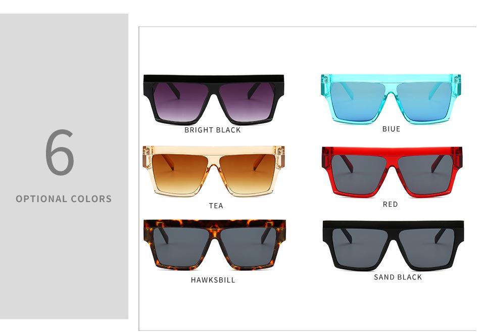 Stevvex Oversized Flat Top Square Sunglasses – Retro 80s UV400