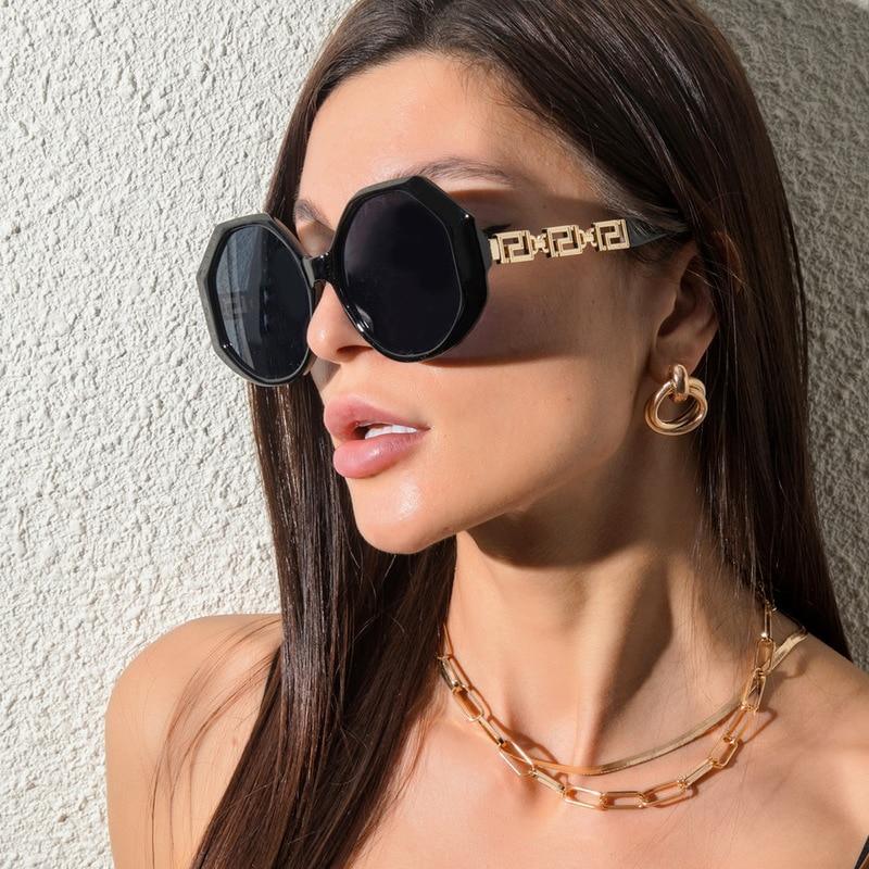 Stevvex Large Hexagon Sunglasses – UV400 HD Lens Women