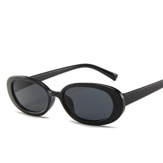 Stevvex Retro Skinny Oval Sunglasses – UV400 90s Slim Style