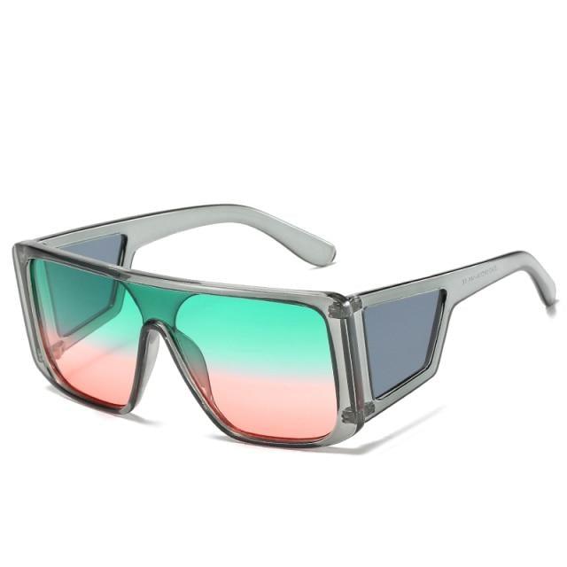 Stevvex Oversized Flat Top Square Sunglasses – Colorful UV400