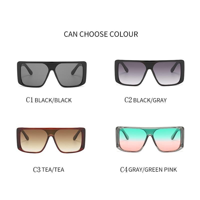 Stevvex Oversized Flat Top Square Sunglasses – Colorful UV400