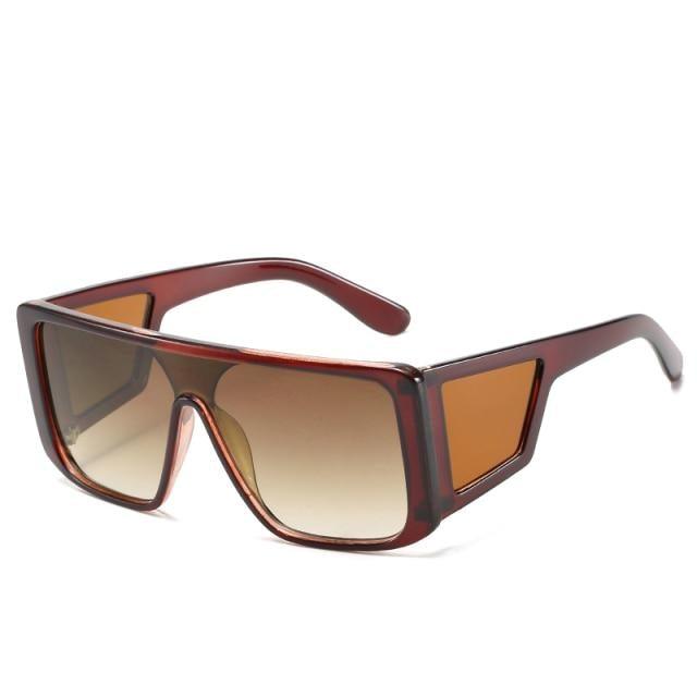 Stevvex Oversized Flat Top Square Sunglasses – Colorful UV400