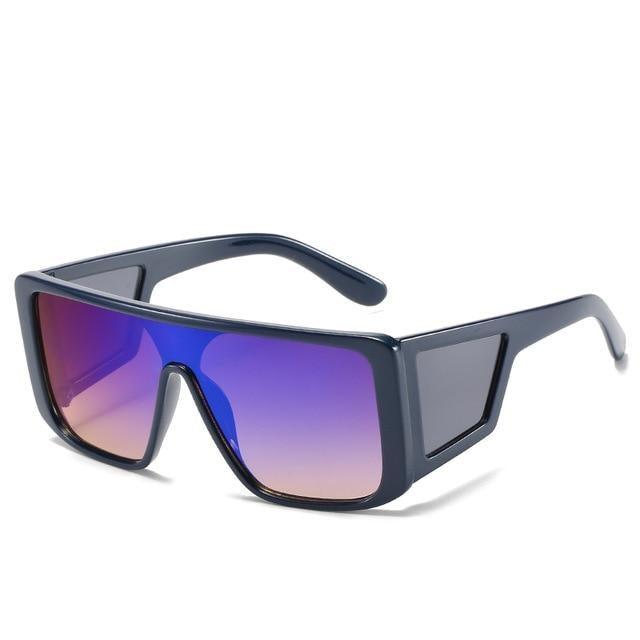 Stevvex Oversized Flat Top Square Sunglasses – Colorful UV400