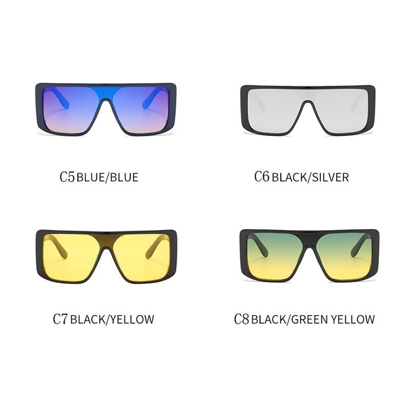 Stevvex Oversized Flat Top Square Sunglasses – Colorful UV400